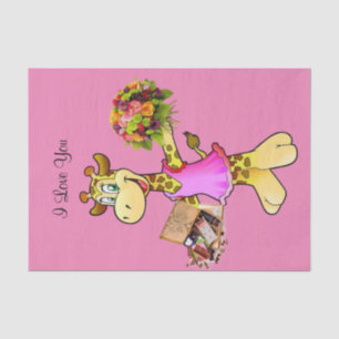 Weefselpapier Giraffe Floral chocolade roze Tissuepapier