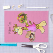 Weefselpapier Giraffe Floral chocolade roze Tissuepapier (Craft)