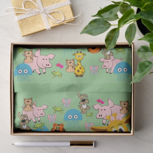 Weefselpapier Giraffe Schapen Groen Tissuepapier (Geschenk)