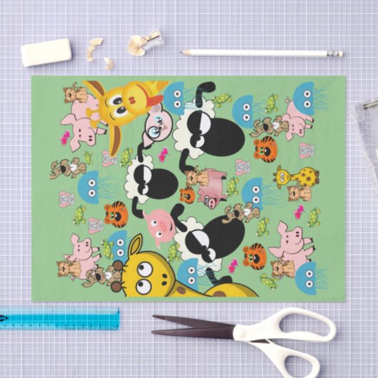Weefselpapier Giraffe Schapen Groen Tissuepapier (Craft)