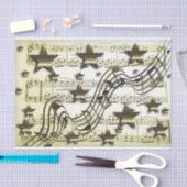 Weefselpapier gouden muzieknoten met witte ster tissuepapier (Craft)