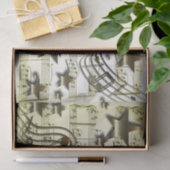 Weefselpapier gouden muzieknoten met witte ster tissuepapier (Geschenk)