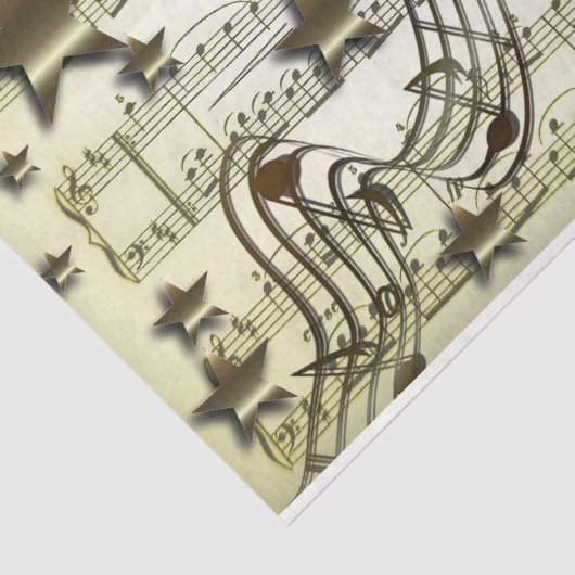 Weefselpapier gouden muzieknoten met witte ster tissuepapier (Detail)