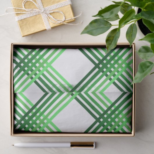 Weefselpapier - Green Stripes Crossed Tissuepapier (Geschenk)