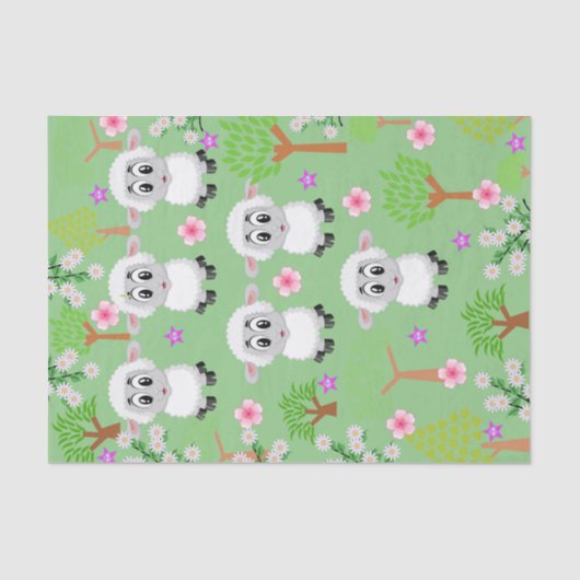 Weefselpapier Groene bomen voor schapen Tissuepapier (Voorkant)