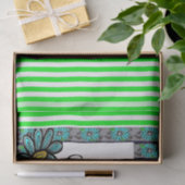 Weefselpapier Groene strips Floral Tissuepapier (Geschenk)