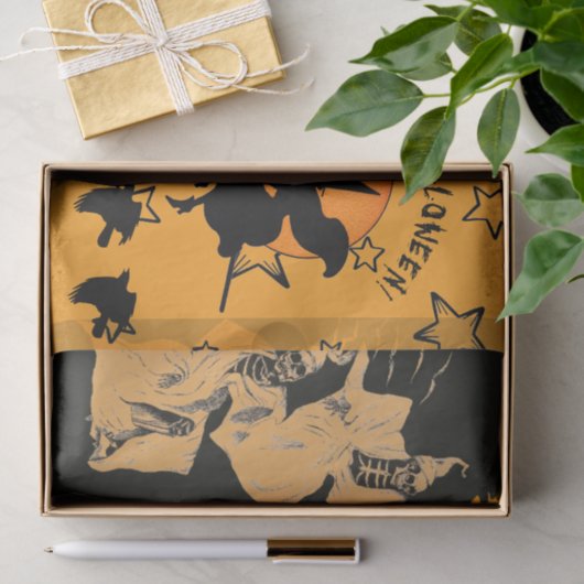 WEEFSELPAPIER HALLOEEN WITCH OP BROOM TISSUEPAPIER (Geschenk)