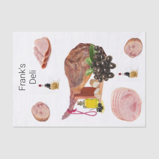 Weefselpapier — Ham Olijfolie, zwarte olijven Tissuepapier (Voorkant)