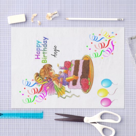 Weefselpapier Happy Birthday Fairy Tissuepapier (Craft)