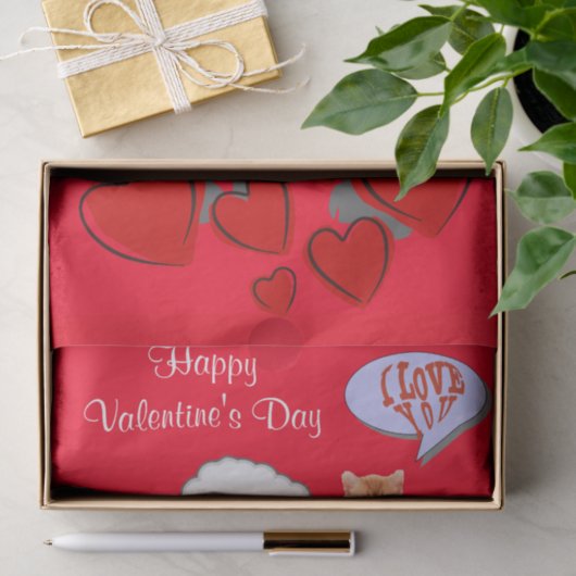 Weefselpapier Happy Valentine's Day Sheep Kitten Tissuepapier (Geschenk)