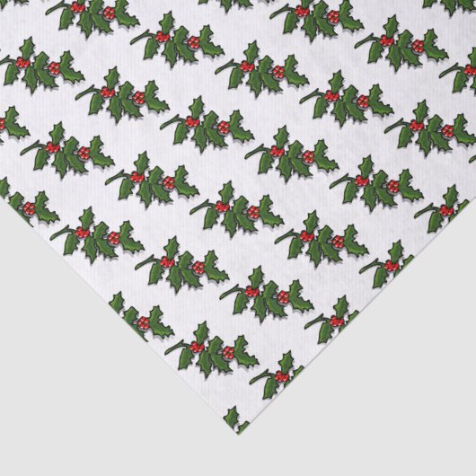 Weefselpapier - Holly Leaves and Berries Tissuepapier (Detail)