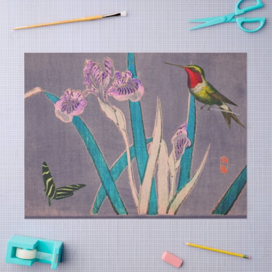 Weefselpapier HUMMINGBIRD EN IRIS Tissuepapier (Craft)