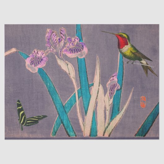 Weefselpapier HUMMINGBIRD EN IRIS Tissuepapier (Voorkant)
