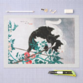 WEEFSELPAPIER : JAPANESE WOODBLOCK :Kat met tomaat Tissuepapier (Craft)