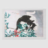WEEFSELPAPIER : JAPANESE WOODBLOCK :Kat met tomaat Tissuepapier (Voorkant)