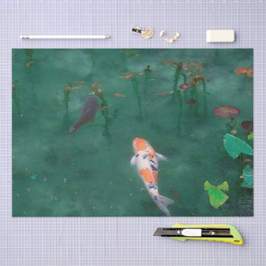 WEEFSELPAPIER : JAPANESE WOODBLOCK : KOI TISSUEPAPIER (Craft)