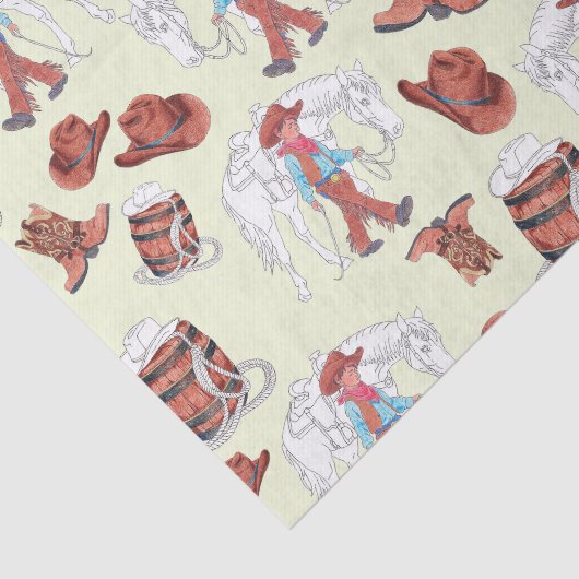 Weefselpapier Jonge cowboy en paard Tissuepapier (Detail)