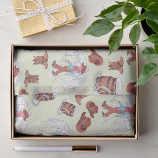 Weefselpapier Jonge cowboy en paard Tissuepapier (Geschenk)