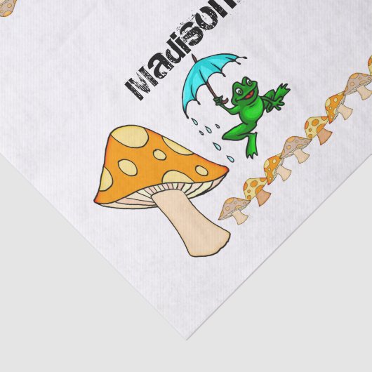 Weefselpapier kikker in de paddenstoel tissuepapier (Detail)