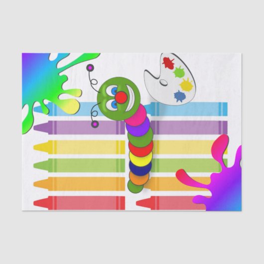 Weefselpapier Kleuren Crayons Worm Tissuepapier (Voorkant)