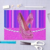Weefselpapier kleurige Stripes Roze Heels Tissuepapier (Craft)