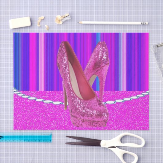 Weefselpapier kleurige Stripes Roze Heels Tissuepapier (Craft)