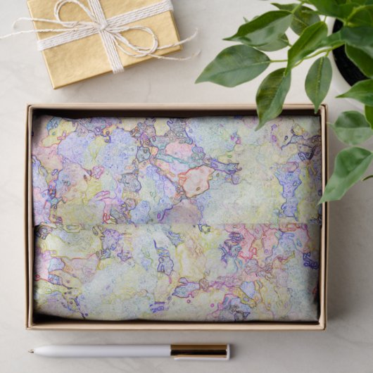 WEEFSELPAPIER/LAVENDEL, ROZE, BLAUW, GROEN, GEEL TISSUEPAPIER (Geschenk)