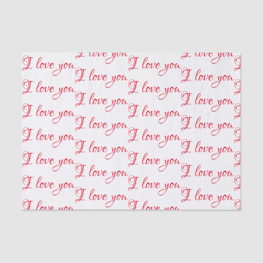 Weefselpapier - Meisje 'Ik hou van je' script Tissuepapier (Voorkant)