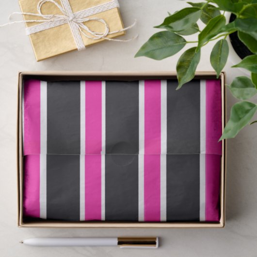 Weefselpapier Meisjes Roze zwarte witte strips Tissuepapier (Geschenk)