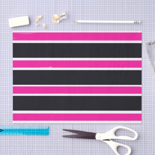 Weefselpapier Meisjes Roze zwarte witte strips Tissuepapier (Craft)
