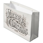 WEEFSELPAPIER : MERRY CHRISTMAS ILLUSTRATION GROOT CADEAUZAKJE (Voorkant Gekanteld)