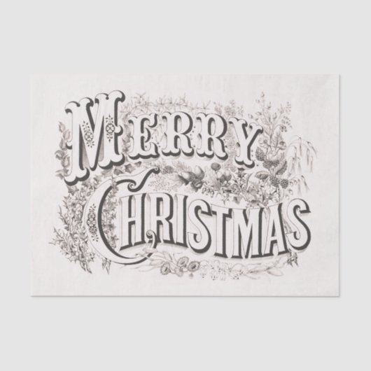 WEEFSELPAPIER : MERRY CHRISTMAS ILLUSTRATION TISSUEPAPIER (Voorkant)