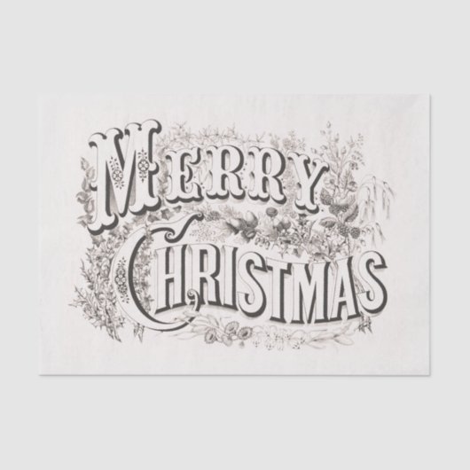 WEEFSELPAPIER : MERRY CHRISTMAS ILLUSTRATION TISSUEPAPIER (Voorkant)