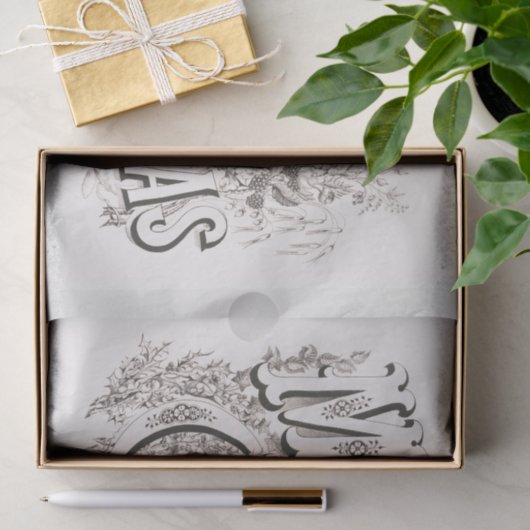 WEEFSELPAPIER : MERRY CHRISTMAS ILLUSTRATION TISSUEPAPIER (Geschenk)