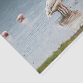 Weefselpapier met Afbeelding van pelikanen die ete Tissuepapier (Detail)