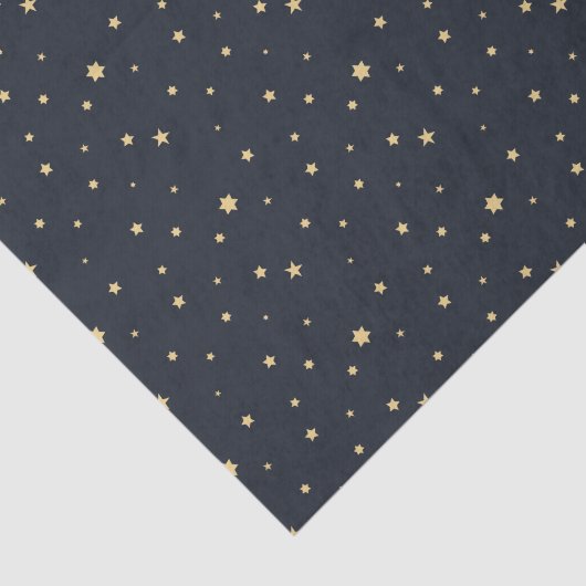 Weefselpapier met blauwe en gouden kerststaren tissuepapier (Detail)