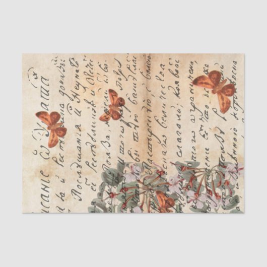 Weefselpapier met bruine vlinder tissuepapier (Voorkant)