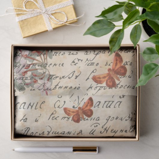 Weefselpapier met bruine vlinder tissuepapier (Geschenk)