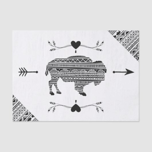 Weefselpapier met buffelpatroon Boho Buffalo Tissuepapier (Voorkant)