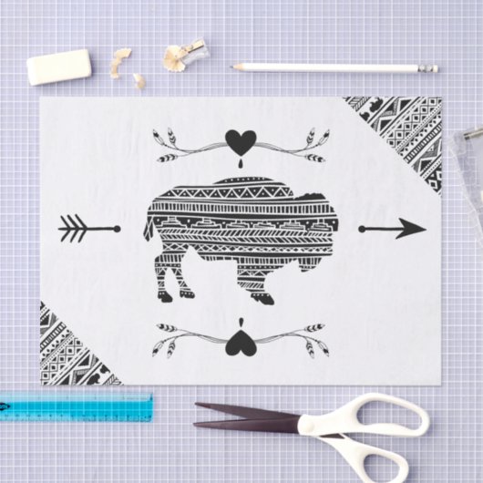 Weefselpapier met buffelpatroon Boho Buffalo Tissuepapier (Craft)