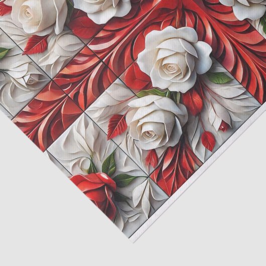 Weefselpapier met Engels Rozen ontwerp Tissuepapier (Detail)