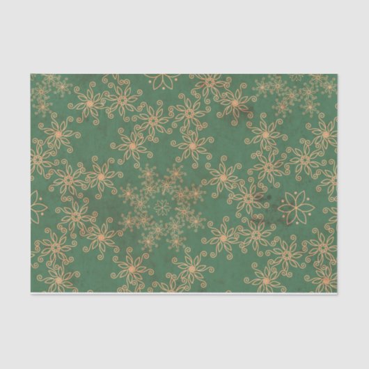 Weefselpapier met groen en gouden kerstpatronen tissuepapier (Voorkant)