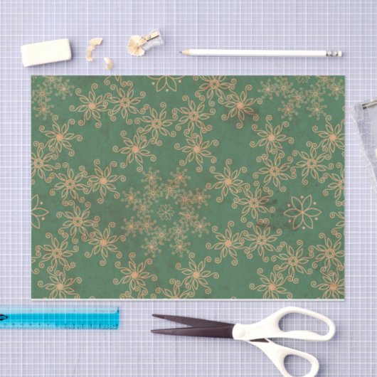 Weefselpapier met groen en gouden kerstpatronen tissuepapier (Craft)