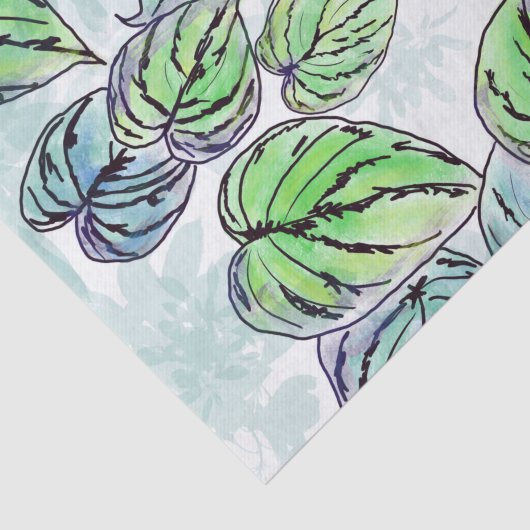 Weefselpapier met groene bladeren tissuepapier (Detail)