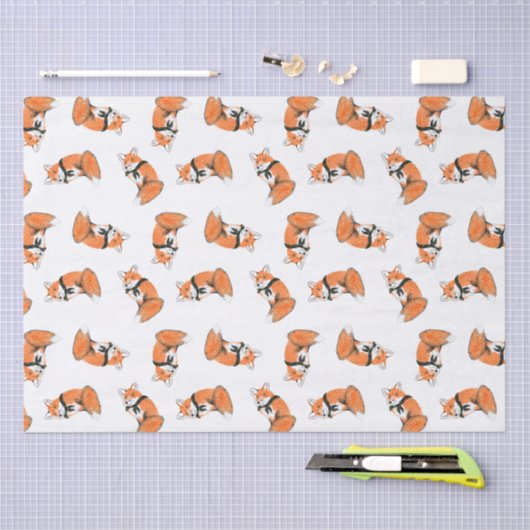 Weefselpapier met houtbadge Fox Tissuepapier (Craft)