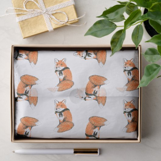 Weefselpapier met houtbadge Fox Tissuepapier (Geschenk)