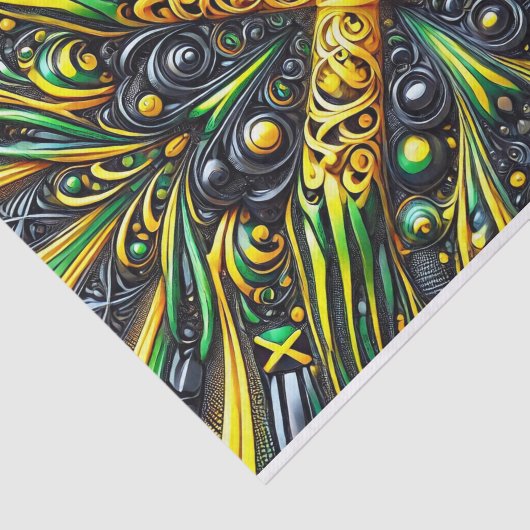 Weefselpapier met Jamaicaanse kleuren ontwerp Tissuepapier (Detail)