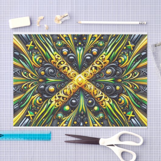 Weefselpapier met Jamaicaanse kleuren ontwerp Tissuepapier (Craft)