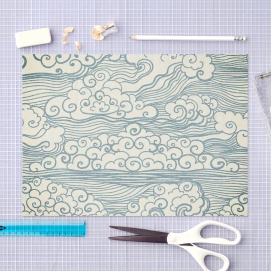WEEFSELPAPIER MET JAPANSE CLOUDS TISSUEPAPIER (Craft)