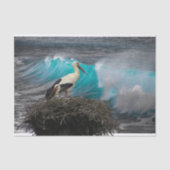 Weefselpapier met oceaan en nestende vogel tissuepapier (Voorkant)